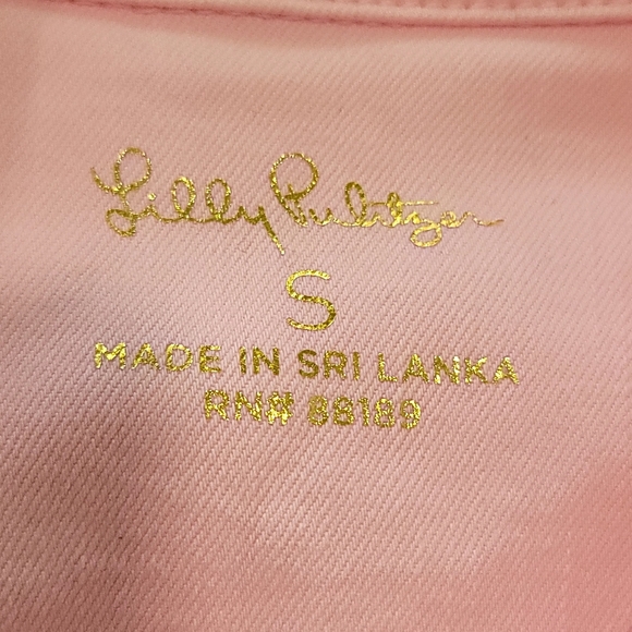 LILLY PULITZER Laylani Fitted Puff Sleeves Denim Jacket pink size small - Picture 10 of 16